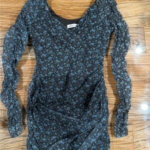 Hollister Blue and Black Floral Dress